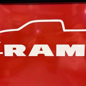 Ram white truck outline vinyl sticker (9.5x3 inches)