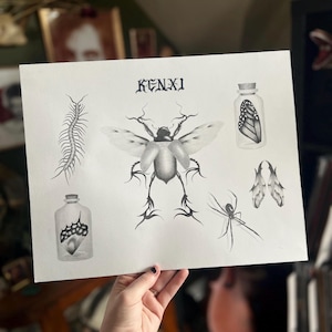 Bug Tattoo Flash Sheet Print Wall Art