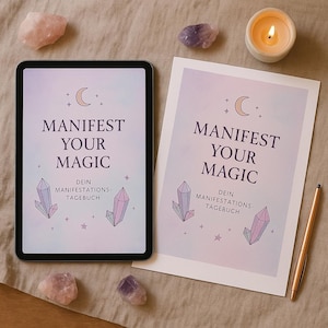 Manifest Your Magic – Manifestation Diary | Printable A4 + iPad Digital Journal | Self-Care, Monthly Reflection & Vision Board
