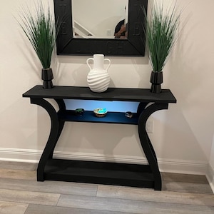 Narrow Console Table, 3 Tier Entryway Table, Wood Sofa Table Decorative Hallway Table with Shelves