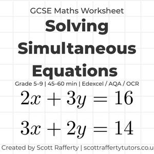 GCSE Maths Simultaneous Equations Revision Worksheet | Grade 5-9