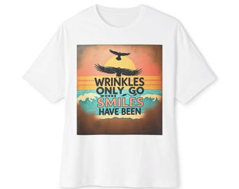 Wrinkles Only Go Where Smiles Have Been T-Shirt  Jimmy Buffett Quote  Beach Parrot Design  Coastal Inspirational Tee  Jimmy Buffett T-Shirt