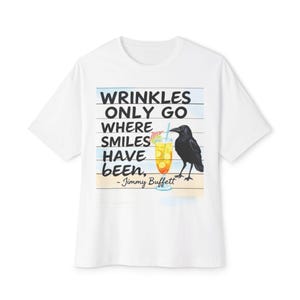 Wrinkles Only Go Where Smiles Have Been T-Shirt  Jimmy Buffett Quote  Beach Parrot Design  Coastal Inspirational Tee  Jimmy Buffett T-Shirt