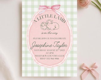 Little Lamb Baby Shower Invite or children's birthday invitation