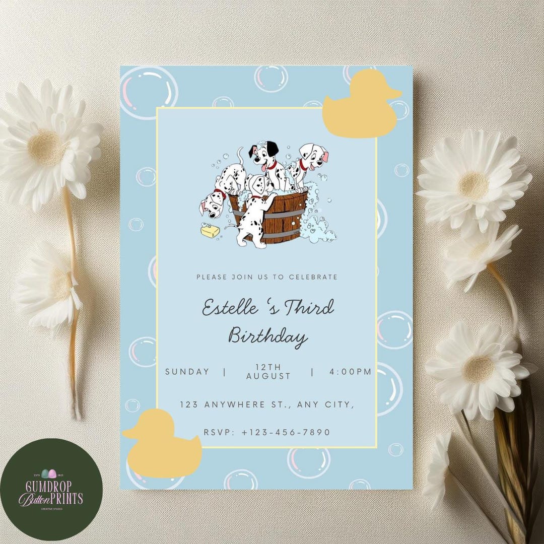 101 Dalmatians Birthday Party Invite - Etsy