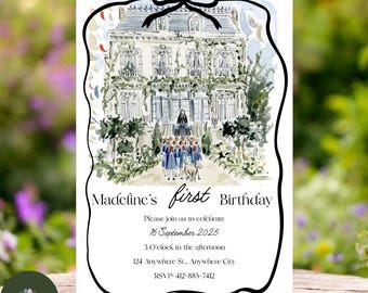 Adorable Story Book Madeline Theme Birthday Party Invite