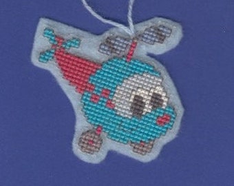 Cross Stitch Cartoon Helicopter Ornaments