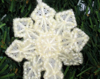 Snowflake or Starburst Plastic Canvas Ornament, 2-1/8 Inches