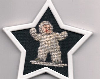 Snow Baby Throwing Snowball Cross Stitch Ornament