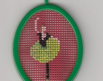 Ballet Dancer in Green and Black Cross Stitch Ornament