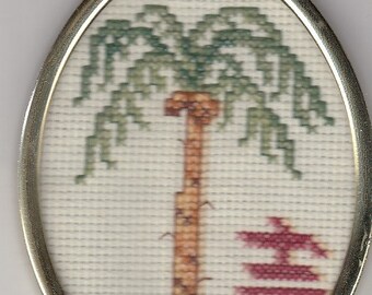 Good Luck Palm Tree Cross Stitch Ornament