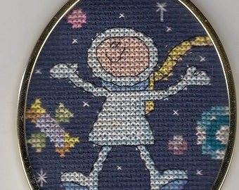 Cartoon Space-Themed Cross Stitch Ornaments
