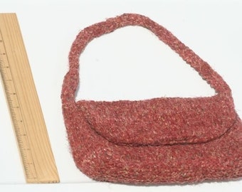 Hand-Knit Pink Paisley Boulevard Bag