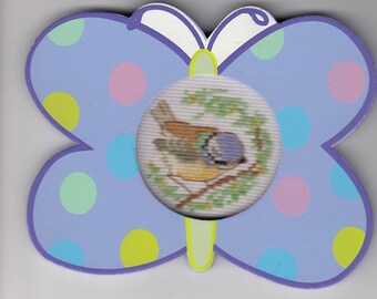 Songbird Cross-Stitch in Spotted Butterfly Frame