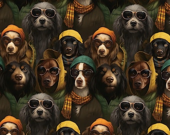 Dogs Fabric, Puppy Fabric, 100% Cotton Fabric, Sold By The Half Yard, Continuous Cut, Cartoon Fabric