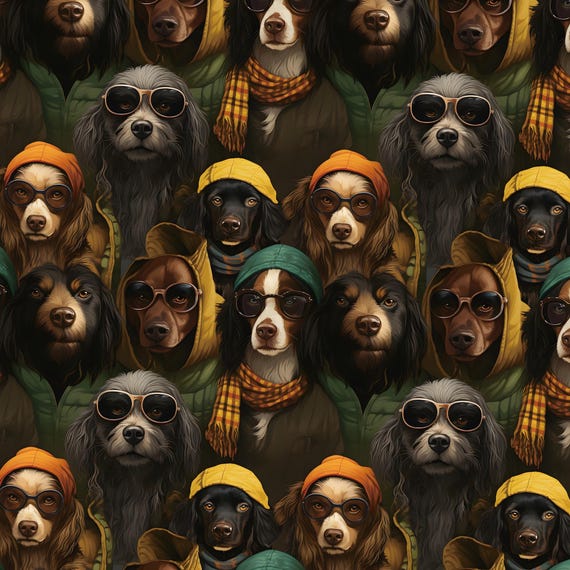 Dogs Fabric, Puppy Fabric, 100% Cotton Fabric, Sold By The Half Yard, Continuous Cut, Cartoon Fabric