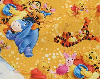 Winnie the Pooh Fabric, 100% Cotton Fabric, Sold By The Half Yard, Continuous Cut