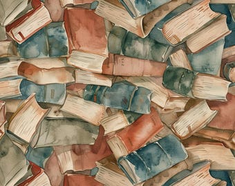 Vintage Book Fabric, Sold By The Half Yard, Continuous Cut, 100% Cotton Fabric, Cartoon Fabric