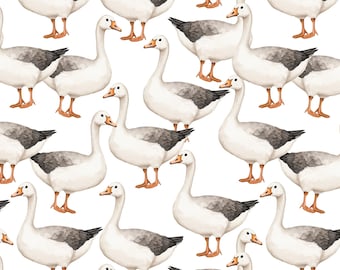 Goose Fabric, 100% Cotton Fabric, Sold By The Half Yard, Continuous Cut, Cartoon Fabric, Geese Fabric
