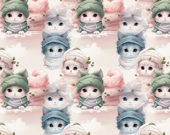 100% Baumwolle, 100% Baumwolle, Kawaii Katzenstoff, 100% Baumwolle, 100% Baumwolle
