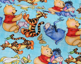 Winnie the Pooh Fabric, 100% Cotton Fabric, Sold By The Half Yard, Continuous Cut