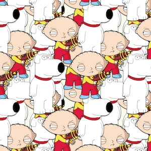 Tela de Padre de Familia, tela de Stewie y Brian, 100 % algodón, por media yarda, corte continuo, tela con dibujos animados