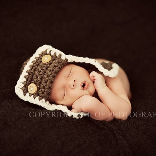 AVIATOR Hat Newborn Baby Photo prop in BROWN or any color ...