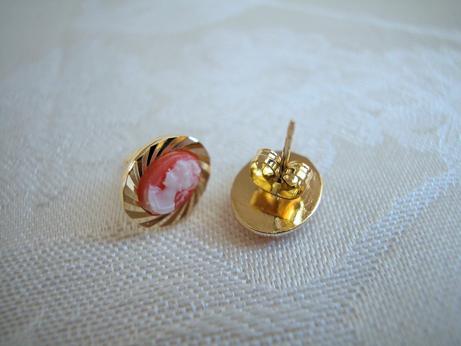 Cameo Stud Earrings Vintage Carnelian Lady Cameo Stud Etsy