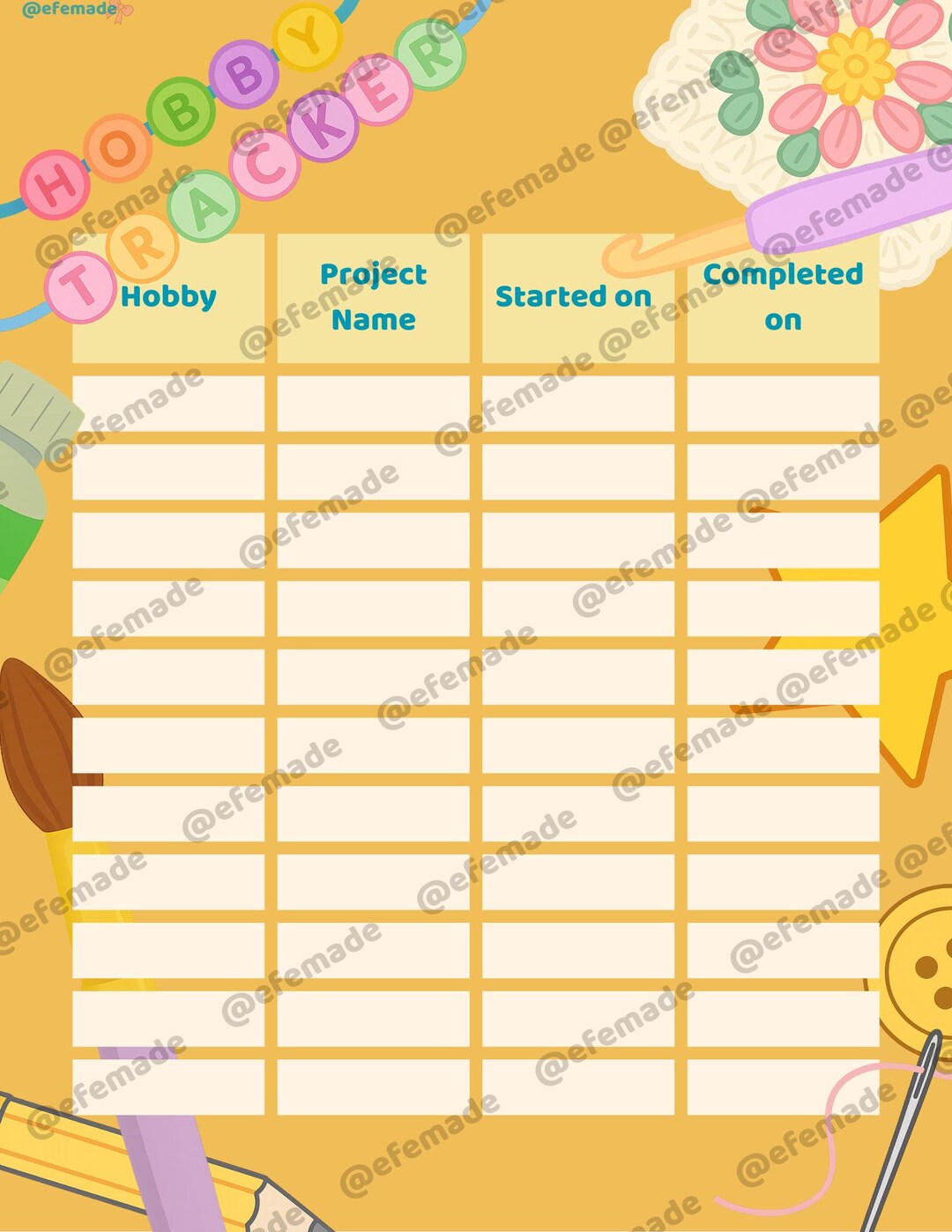 Cute Printable Hobby Tracker - Pastel Aesthetic Craft Project Log ...