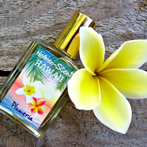 HAWAIIAN PLUMERIA PERFUME. Contains Plumeria Essential Oil & Fragrance. Custom-Blended Roll-on Perfume.  0.5 fl oz (15 ml).