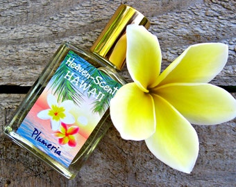 HAWAIIAN PLUMERIA PERFUME. Contains Plumeria Essential Oil & Fragrance. Custom-Blended Roll-on Perfume.  0.5 fl oz (15 ml).