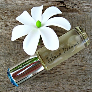 HAWAIIAN PERFUME. Island Dreams: an Exotic White Floral with Tiare Flowers, Gardenia and Night-Blooming Jasmine.  1/6 fl oz (5 ml).