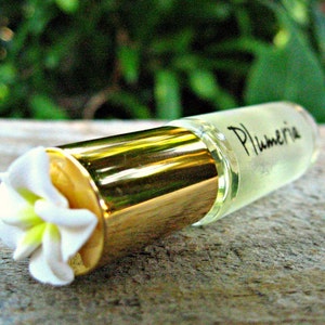 HAWAIIAN PLUMERIA PERFUME. Contains Plumeria Essential Oil & Fragrance. Mini Roll-on Perfume.  1/6 fl oz (5 ml).