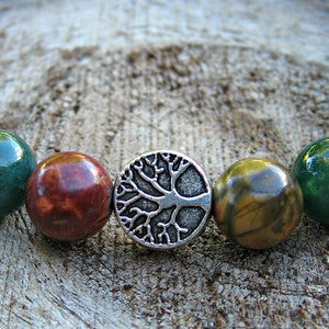 TREE OF LIFE Bracelet. Indian Agate, Picasso Jasper and Tree Moss Agate ...