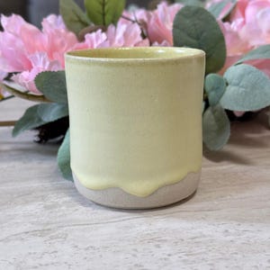 Handmade Ceramic Cup, 8oz, Small Tumbler, Drippy Cup, Pastel Yellow Cup, Handmade Ceramic Beaker, Tea Cup, Coffee Cup, Small Stoneware Cup