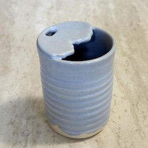 SECONDS SALE Handmade Small Ceramic Cloud Travel Cup, 8oz, Blue, Mother's Day, Coffee, Tea, Pottery, Car, Drink Ware