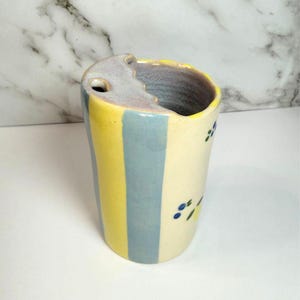 ANDRA SÄLJNING Handgjord porslins- och keramikmugg, citroner, blåbär, ränder, frukt, iskaffe, te, keramik, frukt, bil, dryckeskärl