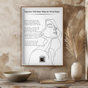 Capricorn Woman Zodiac Poem Printable Wall Art with Live Daily Horoscope QR Code | Astrology Sign Digital Download Poster | Star Sign Gift