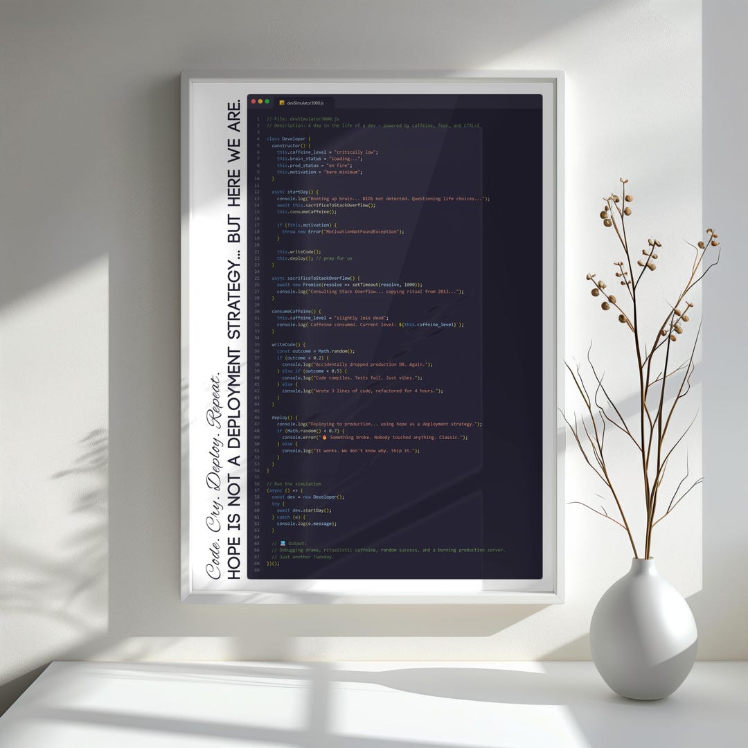 Funny Software Engineer Javascript Wall Art Poster – Sarcastic ...