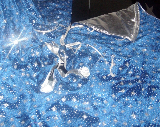 Christmas Tree Skirt Blue Velvet With Metalic Silver Stars Etsy