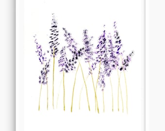 Lavender Watercolor Print: Boho Wildflower Botanical Art (Digital Download)