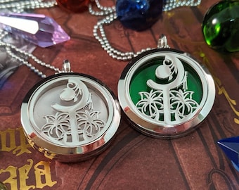 FFXIV White Mage Locket Necklace - Stainless Steel Magnetic Locket w/ Interchangeable Colors - Great Gift for Final Fantasy XIV WHM Fans!