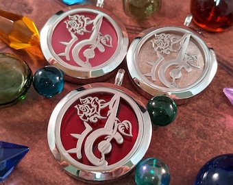 FFXIV Red Mage Locket Necklace - Stainless Steel Magnetic Locket w/ Interchangeable Colors - Great Gift for Final Fantasy XIV RDM Fans!