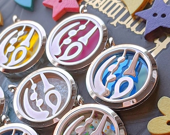 FFXIV Pictomancer Locket Necklace - Stainless Steel Magnetic Locket w/ Interchangeable Colors - Great Gift for Final Fantasy XIV PCT Fans!