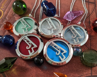 FFXIV Machinist Locket Necklace - Stainless Steel Magnetic Locket w/ Interchangeable Colors - Great Gift for Final Fantasy XIV MCH Fans!