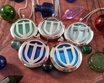 FFXIV Paladin Locket Necklace - Stainless Steel Magnetic Locket w/ Interchangeable Colors - Great Gift for Final Fantasy XIV PLD Fans!