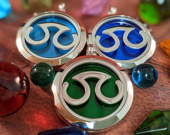 FFXIV Scholar Locket Necklace - Stainless Steel Magnetic Locket w/ Interchangeable Colors - Great Gift for Final Fantasy XIV SCH Fans!