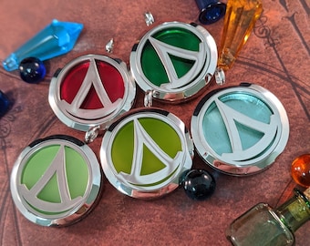 FFXIV Summoner Locket Necklace - Stainless Steel Magnetic Locket w/ Interchangeable Colors - Great Gift for Final Fantasy XIV SMN Fans!