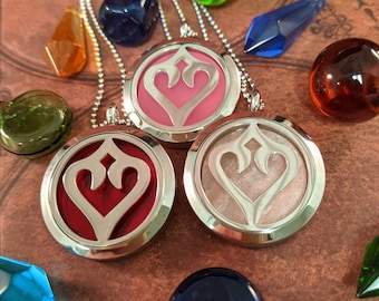 FFXIV Dancer Locket Necklace - Stainless Steel Magnetic Locket w/ Interchangeable Colors - Great Gift for Final Fantasy XIV DNC Fans!