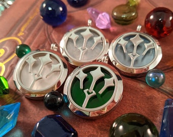 FFXIV Sage Locket Necklace - Stainless Steel Magnetic Locket w/ Interchangeable Colors - Great Gift for Final Fantasy XIV SGE Fans!